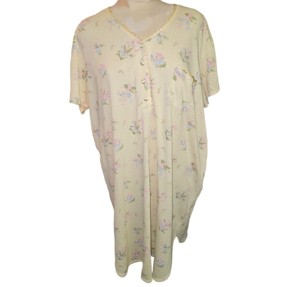 CottageCore Nightgown Floral Vintage Waffle Satin Details - Picture 2 of 9